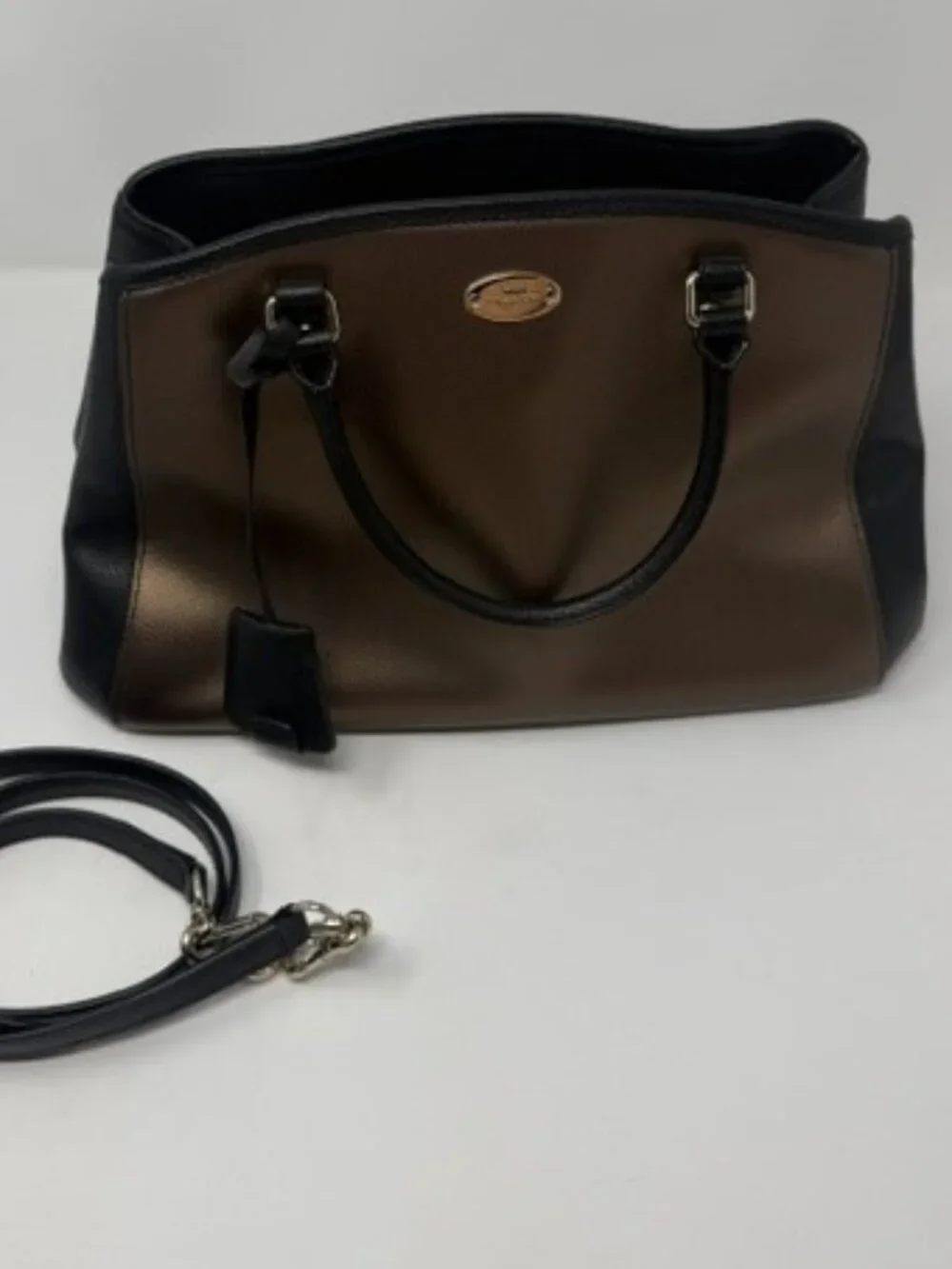 Coach Margot Carryall Bicolor Metallic Crossgrain Leather Stachel